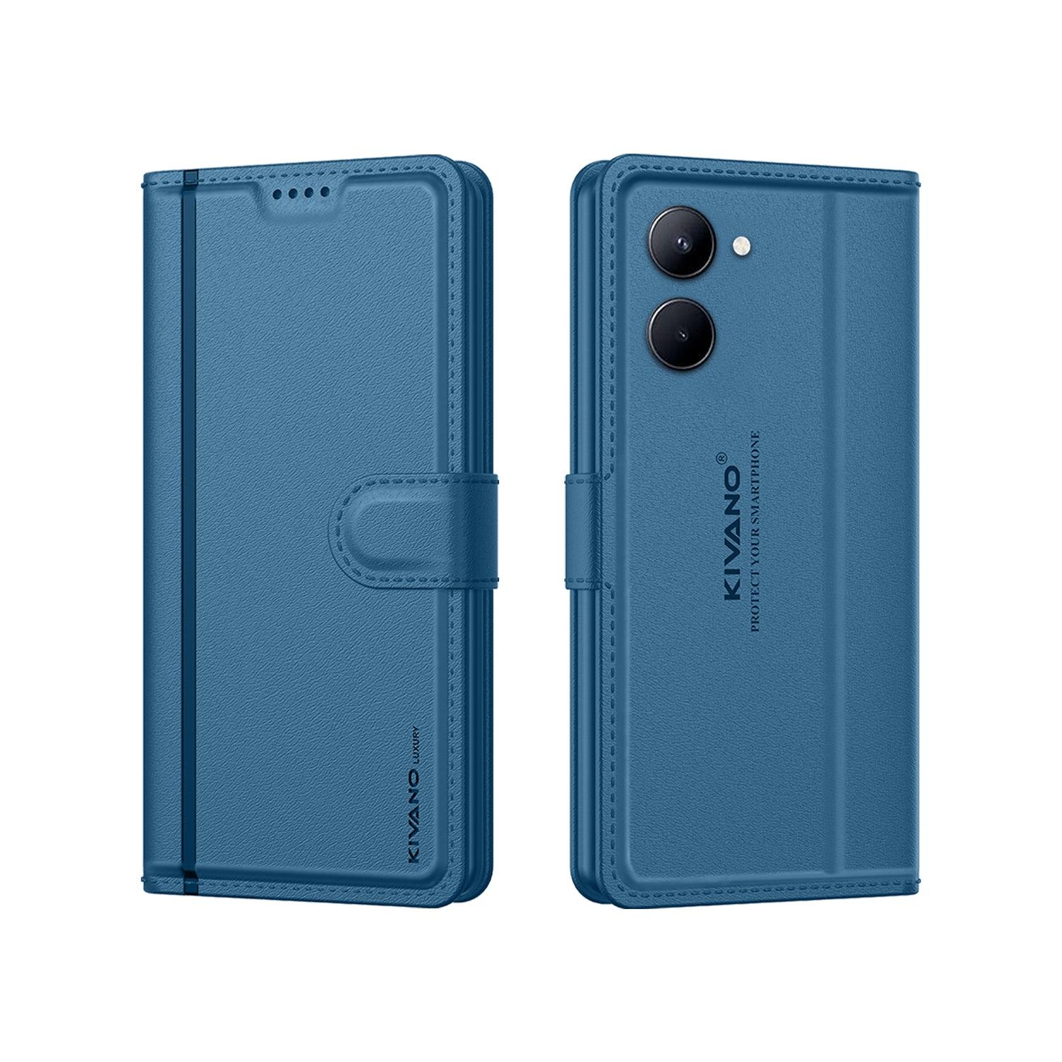 Leather Wallet Case for Realme C33 ?Stylish Flip Folio Cover with Card Holder, Stand -KIVANO LUXE - Aibex